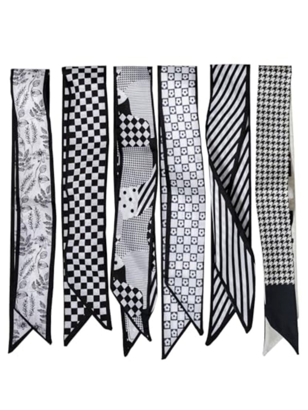 6 Pack Satin Fashion Scarves for Women Versatile Neck Head Wrist Purse